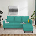 Adorn India Chandler Plain L Shape 4 Seater Sofa Set (Aqua Blue) (3 Year Warranty)