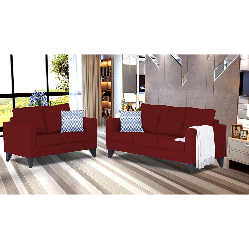 Straight Line Plus Decent 3+2 5 Seater Sofa Set (Maroon)