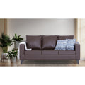 Adorn India Straight line Plus Leatherette 3 Seater Sofa (Brown) (3 Year Warranty)