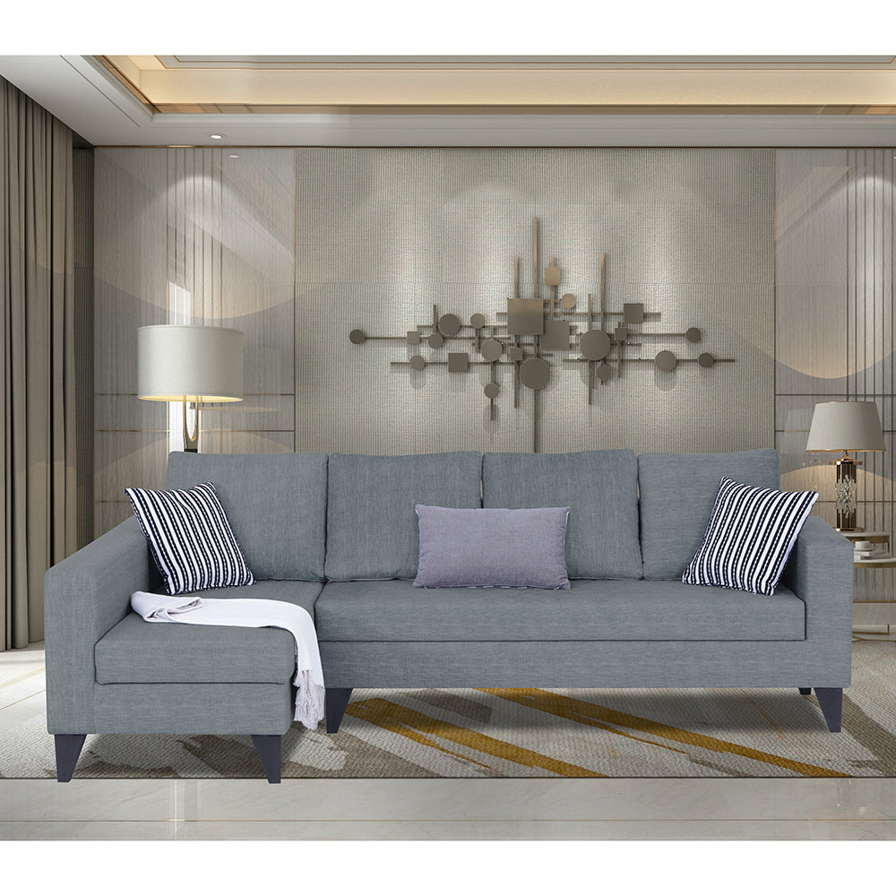 Adorn India Beetle Plus Bricks L Shape 6 Seater Sofa Set (Left Hand Side) (Grey) (3 Year Warranty)