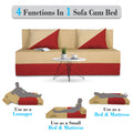 Adorn India Easy Desmond 3 Seater Sofa Cum Bed 5 x 6 (Red & Beige) (1 Year Warranty)