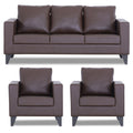 Adorn India Straight line Plus Leatherette 3+1+1 5 Seater Sofa Set (Brown) (3 Year Warranty)