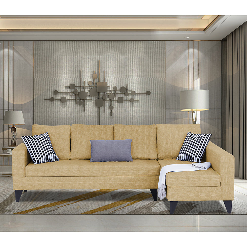 Adorn India Beetle Plus Bricks L Shape 6 Seater Sofa Set (Right Hand Side) (Beige) (3 Year Warranty)