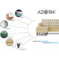Adorn India Bruce Leaf L Shape 5 Seater Sofa Set LHS (Beige) (3 Year Warranty)