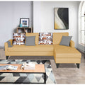 Adorn India Hallton L Shape 5 Seater Sofa Set Digitel Print (Right Hand Side) (Beige) (3 Year Warranty)