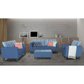 Adorn India Lawson Stripes 3+2+1 6 Seater Sofa Set with Centre Table (Blue)