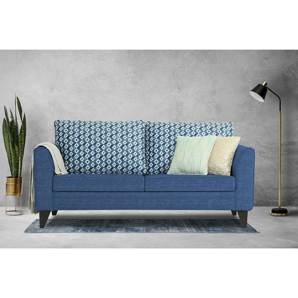 Adorn India Tornado Bricks 3 Seater Sofa (Blue)