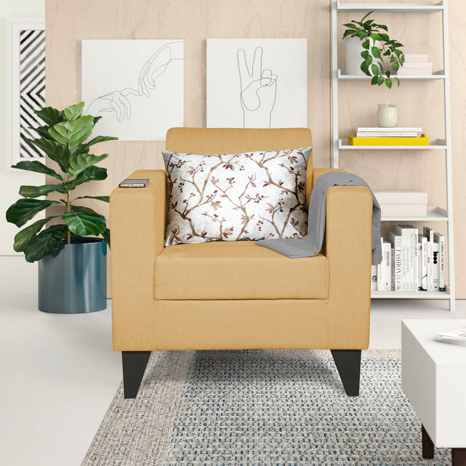 Wood Bladen 1 Seater Sofa (Beige)