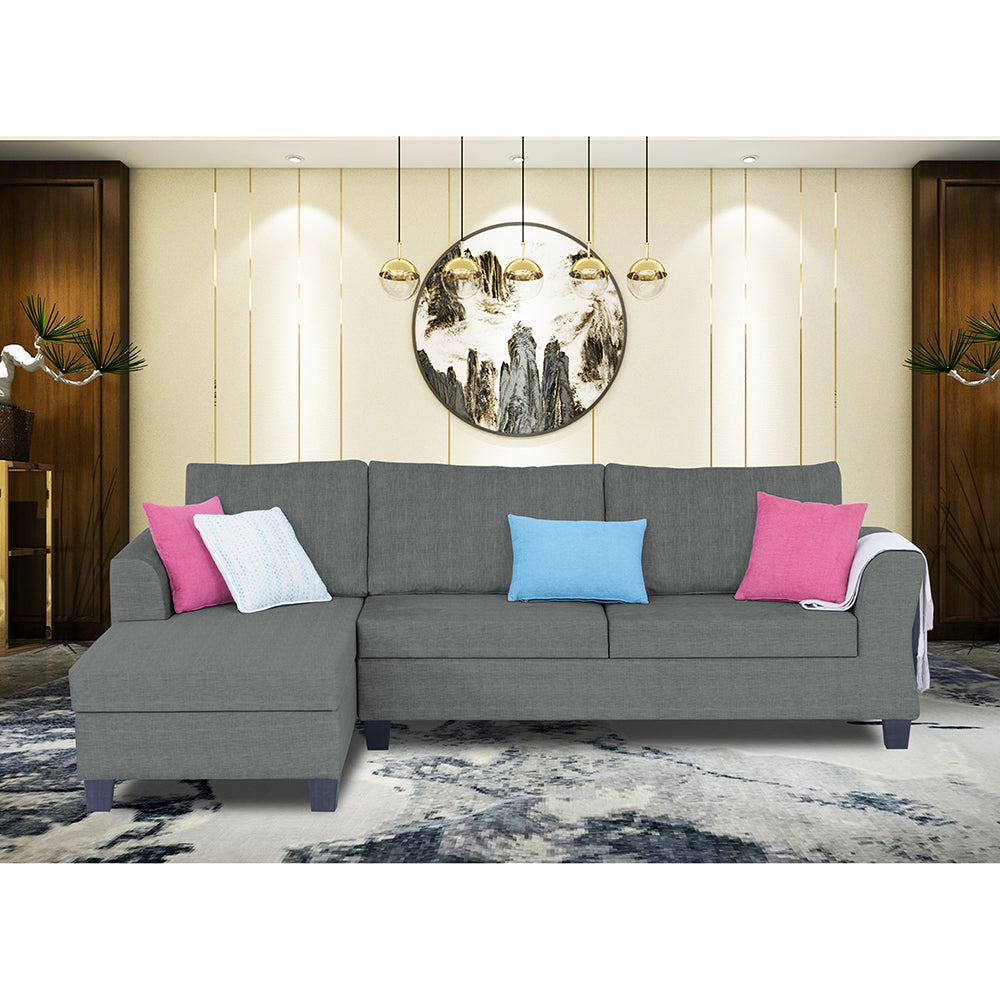 Adorn India Valencia Plus Decent L Shape 6 Seater Sofa Set (Left Hand Side) (Grey)
