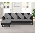 Adorn India Denver L Shape 5 Seater Sofa Set LHS (Grey & Black) (3 Year Warranty)