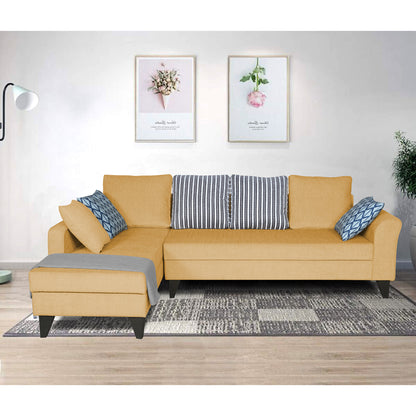 Adorn India Maddox L Shape 6 Seater Sofa Set Stripes Left Hand Side (Beige)