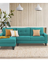 Adorn India Midas L Shape 6 Seater Sofa Set Left Hand Side (Aqua Blue)