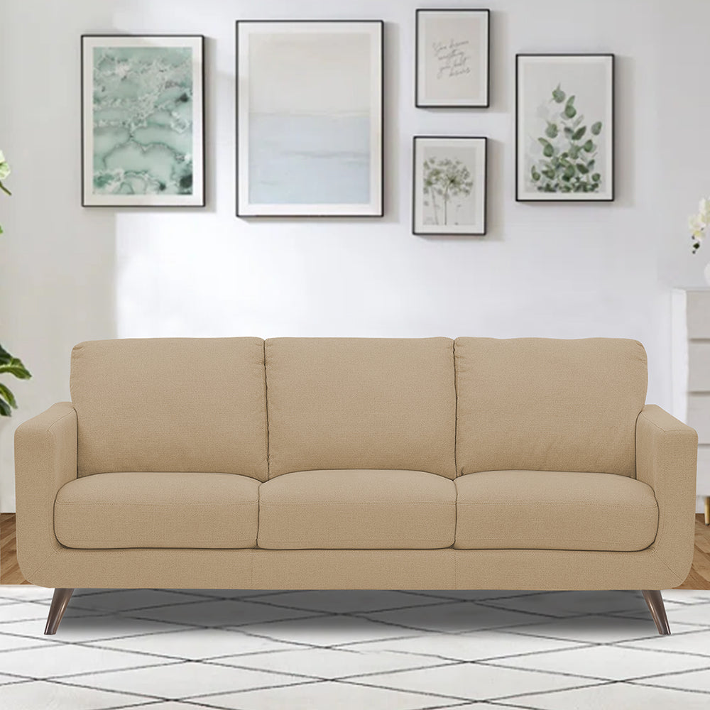 Adorn India Damian 3 Seater Sofa (Beige) (3 Year Warranty)