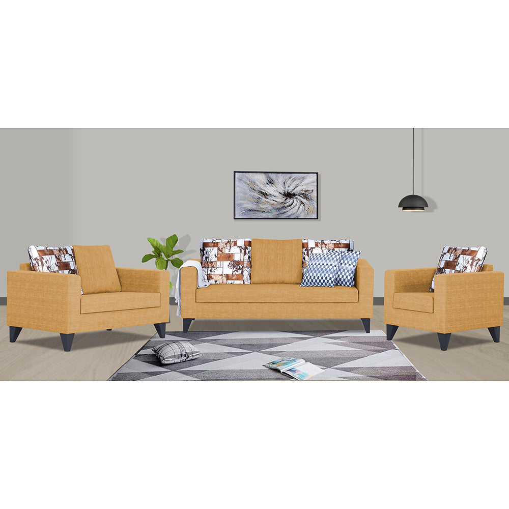 Adorn India Hallton Digitel Print Cushion 3-2-1 Six Seater Sofa Set (Beige)