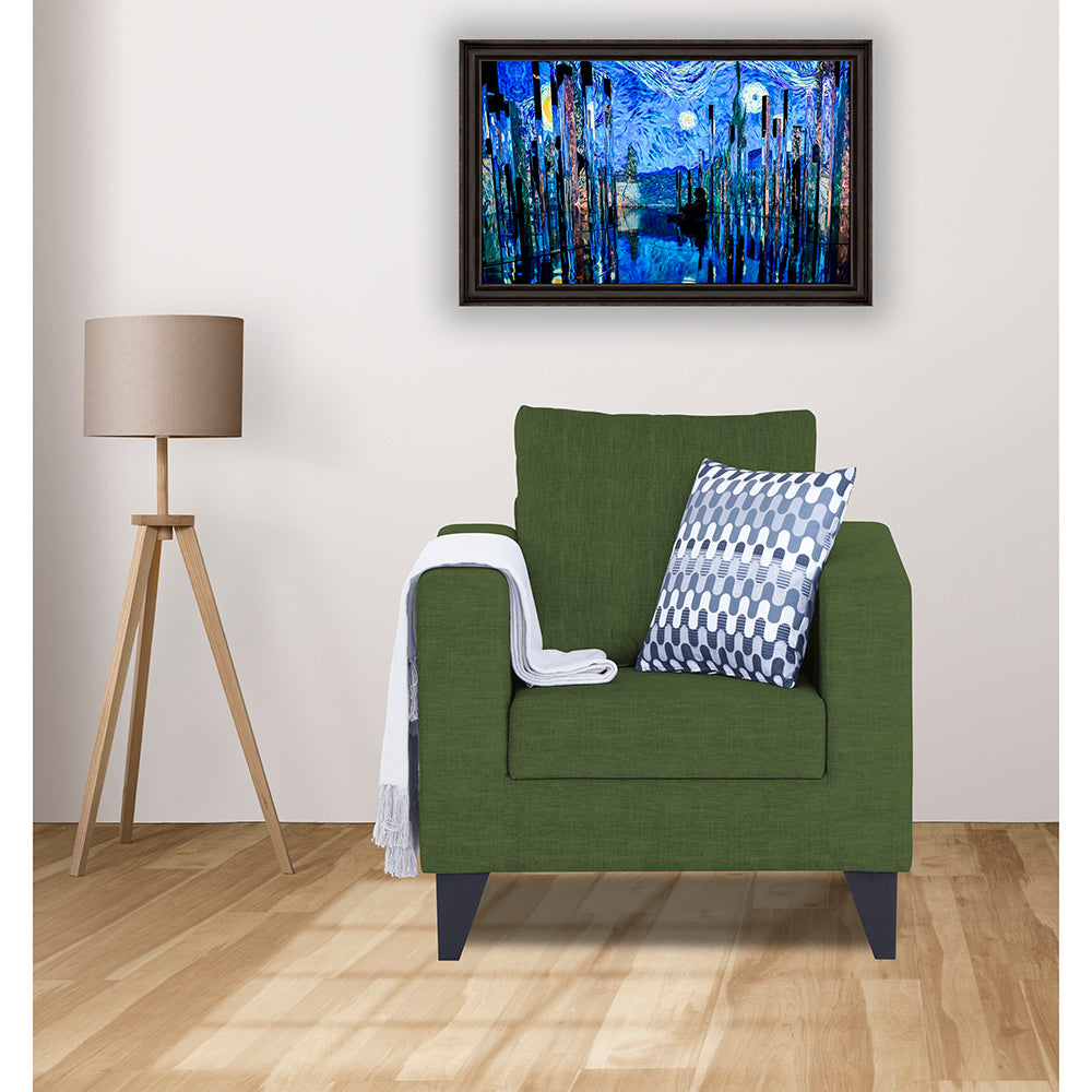 Adorn India Hallton Plain 1 Seater Sofa (Green) (3 Year Warranty)