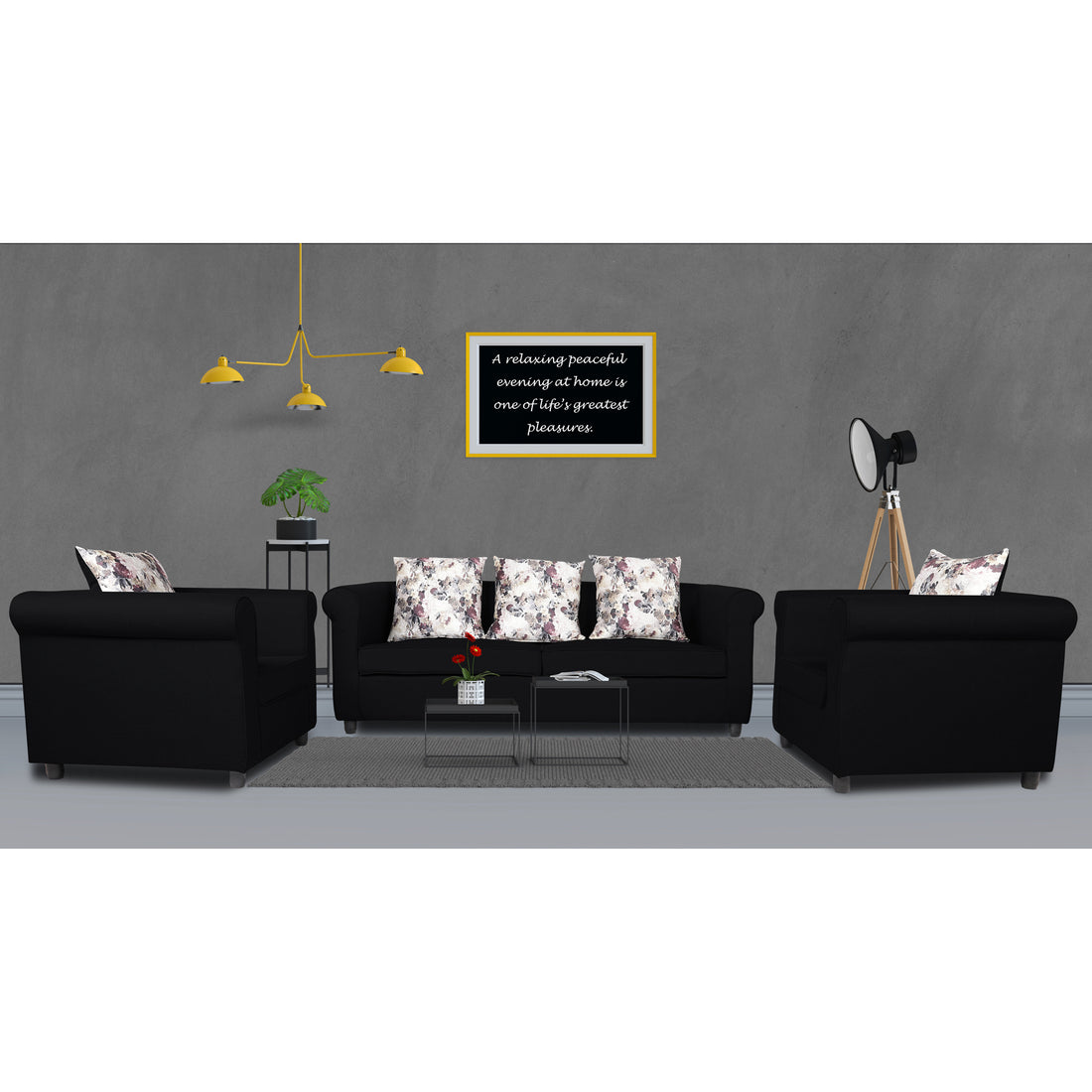 Adorn India Magnum 3-1-1 Sofa Set (Black)