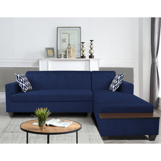 Adorn India Blazer L Shape 6 Seater Sofa Set (Right Side) (Blue)