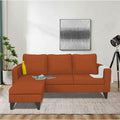 Adorn India Chandler Plain L Shape 4 Seater Sofa Set (Rust) (3 Year Warranty)