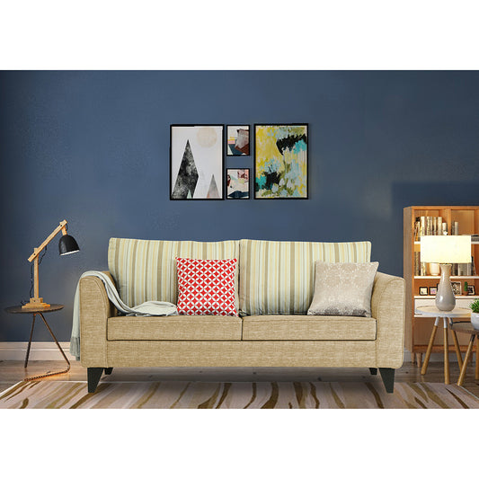 Adorn India Lawson Stripes 3 Seater Sofa (Beige)