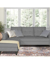 Adorn India Maddox L Shape 4 Seater Sofa Set Tufted (Left Hand Side) (Grey)