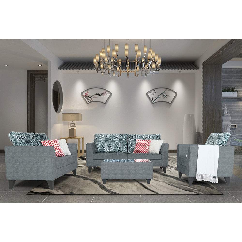 Sheldon Crafty 3+2+1 6 Seater Sofa Set with Centre Table (Grey)