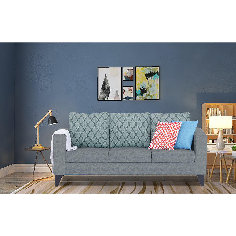 Adorn India Straight line Plus Blossom 3 Seater Sofa (Grey) (3 Year Warranty)