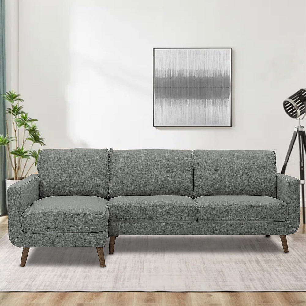Adorn India Damian L Shape 6 Seater Sofa Set LHS (Grey) (3 Year Warranty)