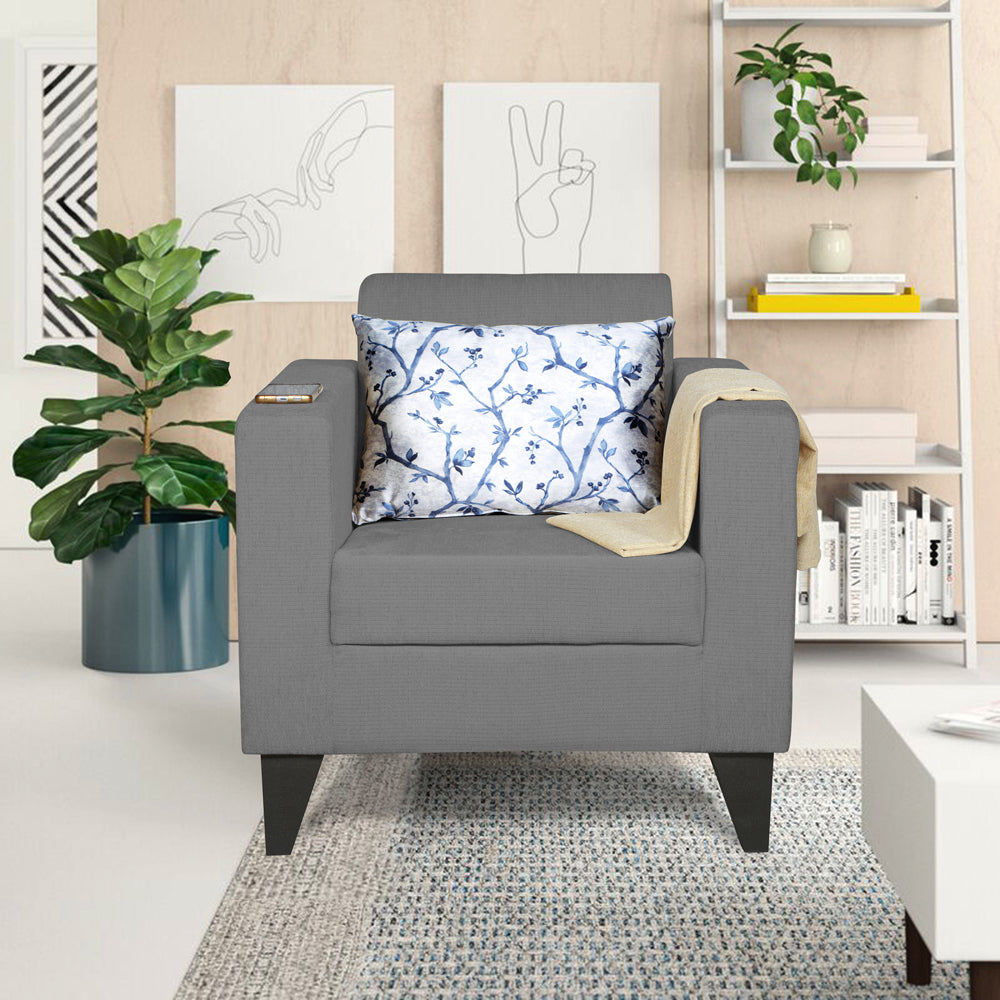 Adorn India Bladen 1 Seater Sofa (Grey)