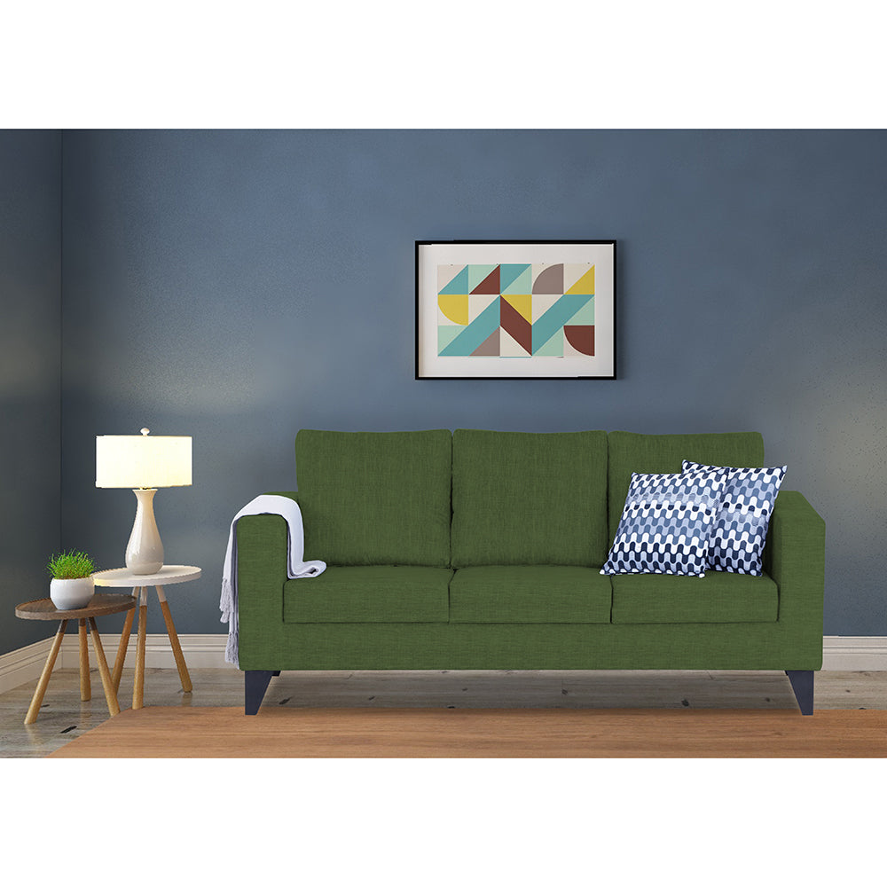 Adorn India Straight Line Plus Decent 3 Seater Sofa (Green) (3 Year Warranty)