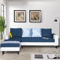 Adorn India Ashley Leatherette Fabric L Shape 6 Seater Sofa Set Digitel Print (Left Hand Side) (Blue & White) (3 Year Warranty)