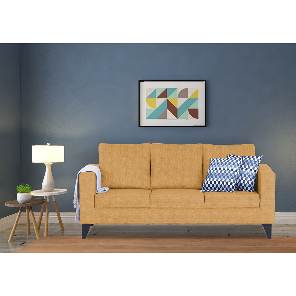 Adorn India Straight Line Plus Decent 3 Seater Sofa (Beige) (3 Year Warranty)