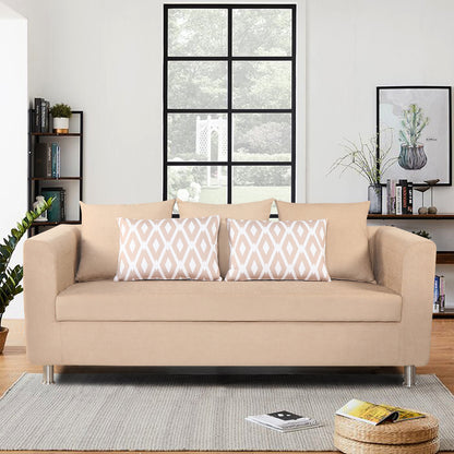 Adorn India Poland 3 Seater Sofa (Beige)