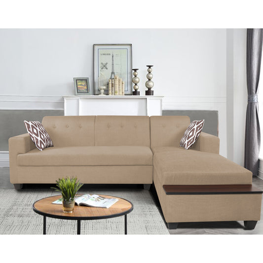 Adorn India Blazer L Shape 6 Seater Sofa Set (Right Side) (Beige)