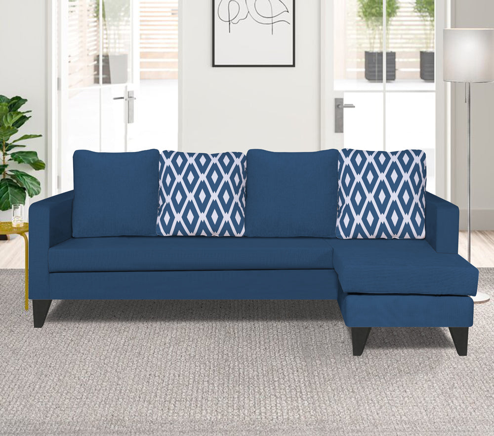 Adorn India Beetle Rhombus L Shape 5 Seater Sofa Set RHS (Blue) (3 Year Warranty)