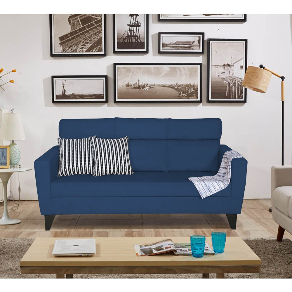 Adorn India Cardello 3 Seater Sofa (Blue) (3 Year Warranty)