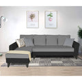 Adorn India Maddox Plain Two Tone L Shape 6 Seater Sofa Set LHS (Grey & Black) (3 Year Warranty)