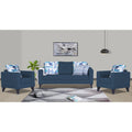 Adorn India Hallton Digitel Print Cushion 3-1-1 Five Seater Sofa Set (Blue) (3 Year Warranty)