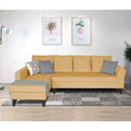 Adorn India Maddox Plain L Shape 6 Seater Sofa Set LHS (Beige) (3 Year Warranty)