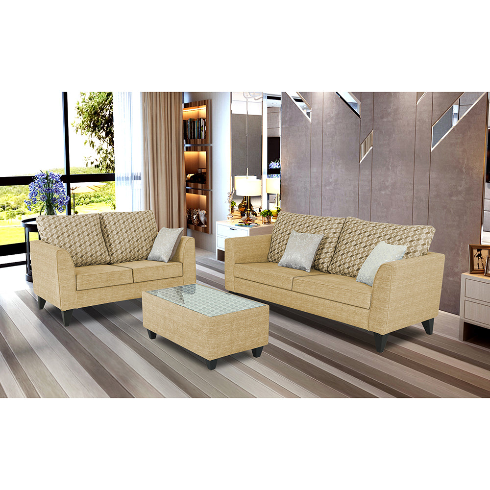 Tornado Bricks 3+2 5 Seater Sofa Set with Centre Table (Beige)