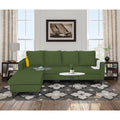 Adorn India Chandler Plain L Shape 5 Seater Sofa Sofa Set Lhs (Green) (3 Year Warranty)