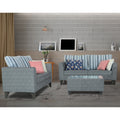 Adorn India Lawson Stripes 3+2 5 Seater Sofa Set with Centre Table (Grey)