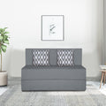Adorn India Easy 2 Seater Sofa Cum Bed (Rhombus Pattern) Chennile Fabric - Washable Cover - Including 2 Cushion - Size 4' x 6' Ft (Grey Color) Perfect for Home & Office for Guests