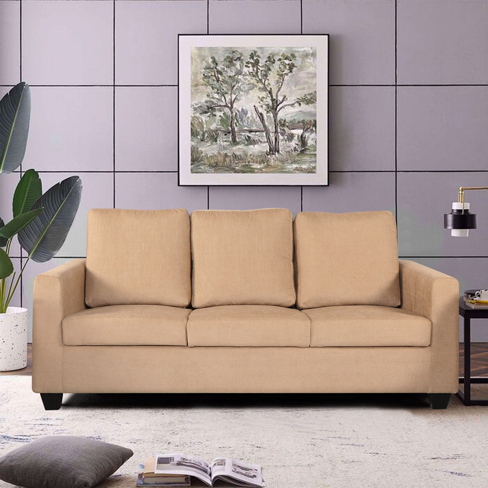Adorn India Russell 3 Seater Sofa (Beige, Wood)