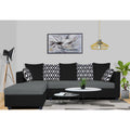 Zink Straight line L Shape 6 Seater Sofa Rhombus Cushion (Left Side Handle)(Grey & Black)
