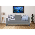 Adorn India Hallton Digitel Print Cushion 3 Seater Sofa (Grey) (3 Year Warranty)