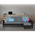 Adorn India Beetle Plus Leaf L Shape 6 Seater Sofa Set (Right Hand Side)(Black & Grey) (3 Year Warranty)