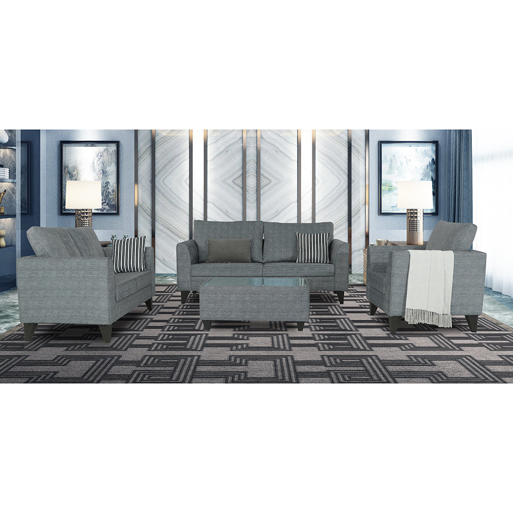 Adorn India Enzo Decent 3+2+1 6 Seater Sofa Set with Centre Table (Grey)