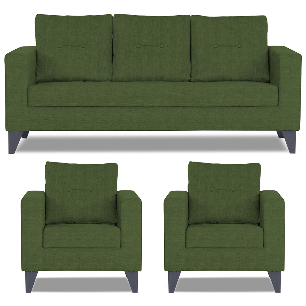 Adorn India Hallton Tufted 3+1+1 5 Seater Sofa Set (Green) (3 Year Warranty)