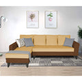 Adorn India Maddox Plain Two Tone L Shape 6 Seater Sofa Set LHS (Brown & Beige) (3 Year Warranty)