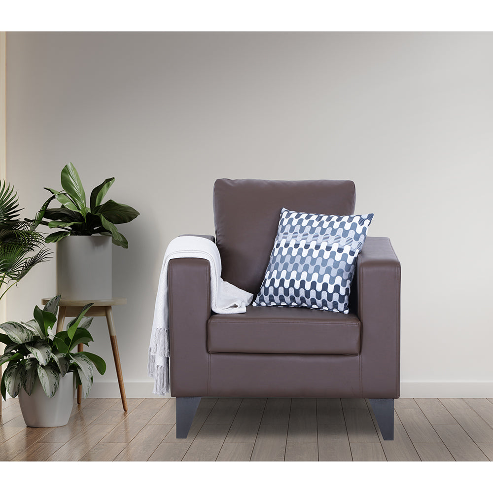 Adorn India Straight line Plus Leatherette 1 Seater Sofa (Brown) (3 Year Warranty)